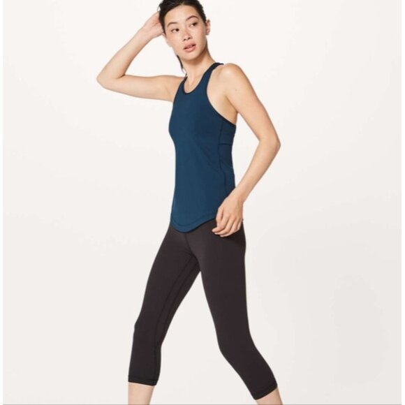 Blue Tank Top with Racerback Design and Stylish Cutout - Picture 2 of 10